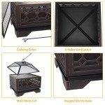 Hykolity 26" Square Outdoor Wood Burning Fire Pit