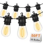 50FT LED Outdoor String Lights with Vintage Bulbs