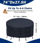 Waterproof Round Patio Furniture Covers, 74" Diameter