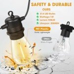 50FT LED Outdoor String Lights with Vintage Bulbs