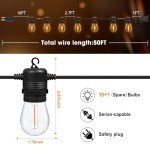 50FT LED Outdoor String Lights with Vintage Bulbs
