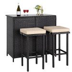Crownland 3-Piece Outdoor Wicker Bar Set