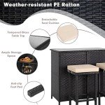 Crownland 3-Piece Outdoor Wicker Bar Set