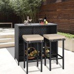 Crownland 3-Piece Outdoor Wicker Bar Set