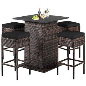 Stylish 5-Piece Outdoor Rattan Bar Set