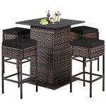 Stylish 5-Piece Outdoor Rattan Bar Set