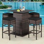 Stylish 5-Piece Outdoor Rattan Bar Set