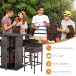 Stylish 5-Piece Outdoor Rattan Bar Set