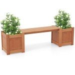 Giantex 2-in-1 Outdoor Bench with Planter Boxes