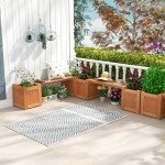 Giantex 2-in-1 Outdoor Bench with Planter Boxes