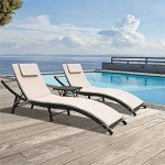 Modern Adjustable Patio Chaise Lounge Set (Beige)