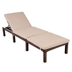 Tangkula Adjustable Rattan Chaise Lounge Chair