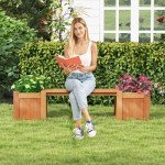 Giantex 2-in-1 Outdoor Bench with Planter Boxes