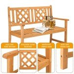 Outvita Rustic Wooden Garden Bench for Two