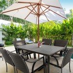 7-Piece Wicker Patio Dining Set with Umbrella Hole