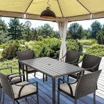 7-Piece Wicker Patio Dining Set with Umbrella Hole