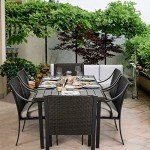 7-Piece Wicker Patio Dining Set with Umbrella Hole