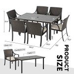 7-Piece Wicker Patio Dining Set with Umbrella Hole