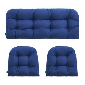 Navy Blue 3-Piece All-Weather Wicker Chair Cushions