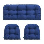 Navy Blue 3-Piece All-Weather Wicker Chair Cushions