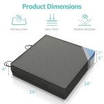 Extra Thick 24x24 Memory Foam Patio Cushions - Grey