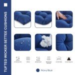 Navy Blue 3-Piece All-Weather Wicker Chair Cushions