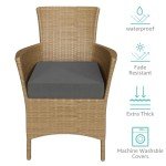 Extra Thick 24x24 Memory Foam Patio Cushions - Grey