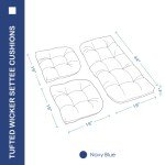 Navy Blue 3-Piece All-Weather Wicker Chair Cushions