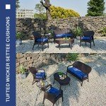 Navy Blue 3-Piece All-Weather Wicker Chair Cushions
