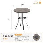 35.5" Round Outdoor Bar Table with Umbrella Hole