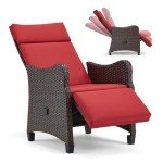 Burgundy Wicker Outdoor Recliner Chair for Patio