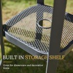 35.5" Round Outdoor Bar Table with Umbrella Hole