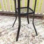 35.5" Round Outdoor Bar Table with Umbrella Hole