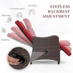 Burgundy Wicker Outdoor Recliner Chair for Patio