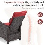 Burgundy Wicker Outdoor Recliner Chair for Patio