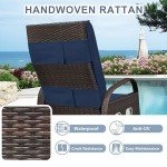 Navy Blue Outdoor Recliner Chair with Side Table