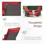 Burgundy Wicker Outdoor Recliner Chair for Patio