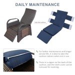 Navy Blue Outdoor Recliner Chair with Side Table