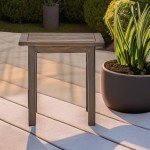 Sadie Outdoor Acacia Wood Accent Table - Gray