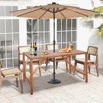 Tangkula Acacia Wood Outdoor Dining Table with Umbrella Hole