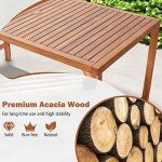Tangkula Acacia Wood Outdoor Dining Table with Umbrella Hole