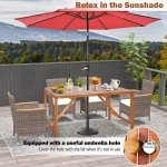 Tangkula Acacia Wood Outdoor Dining Table with Umbrella Hole