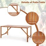 Tangkula Acacia Wood Outdoor Dining Table with Umbrella Hole