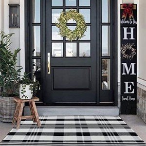 Buffalo Plaid Outdoor Rug - Black and White
