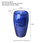 Blue Ceramic Outdoor Water Fountain with LED Light