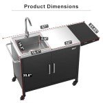 Outdoor Grill Table with Sink and Cart