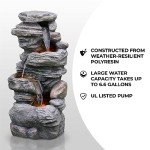 4-Tier Outdoor Faux Stone Water Fountain with Lights