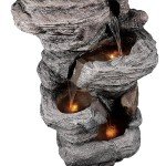 4-Tier Outdoor Faux Stone Water Fountain with Lights