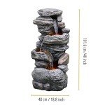 4-Tier Outdoor Faux Stone Water Fountain with Lights