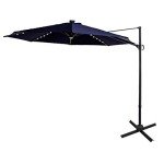 10 ft Navy Blue Offset Patio Umbrella with Lights